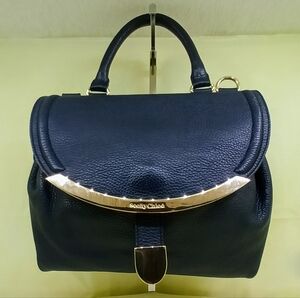 CHLOÉ See By Chloé Pebble Leather Handbag B4YTV8 Navy Blue Gold Hardware